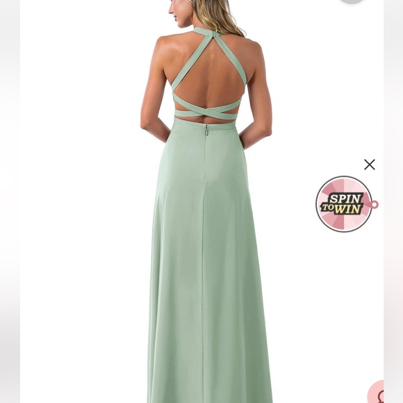 Azazie Clarice bridesmaid A-Line High Neck Chiffon Floor-Length Dress - Picture 3 of 10